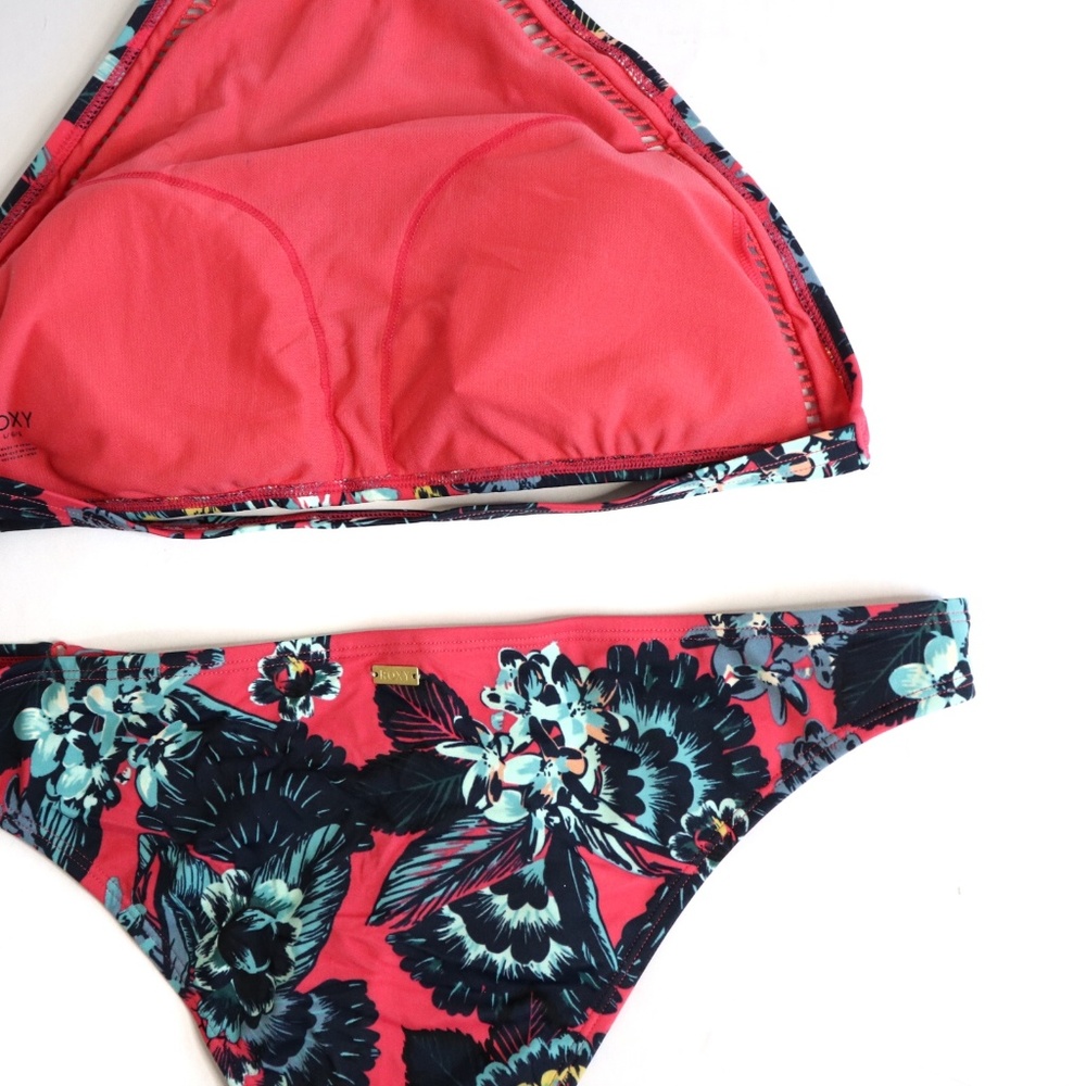 Roxy Salty High Neck Surfer Bikini Swimsuit L - Picture 4 of 7